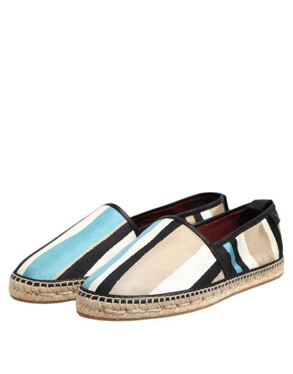 Dolce & Gabbana Multicolor Stripes Canvas Flat Espadrille Shoes