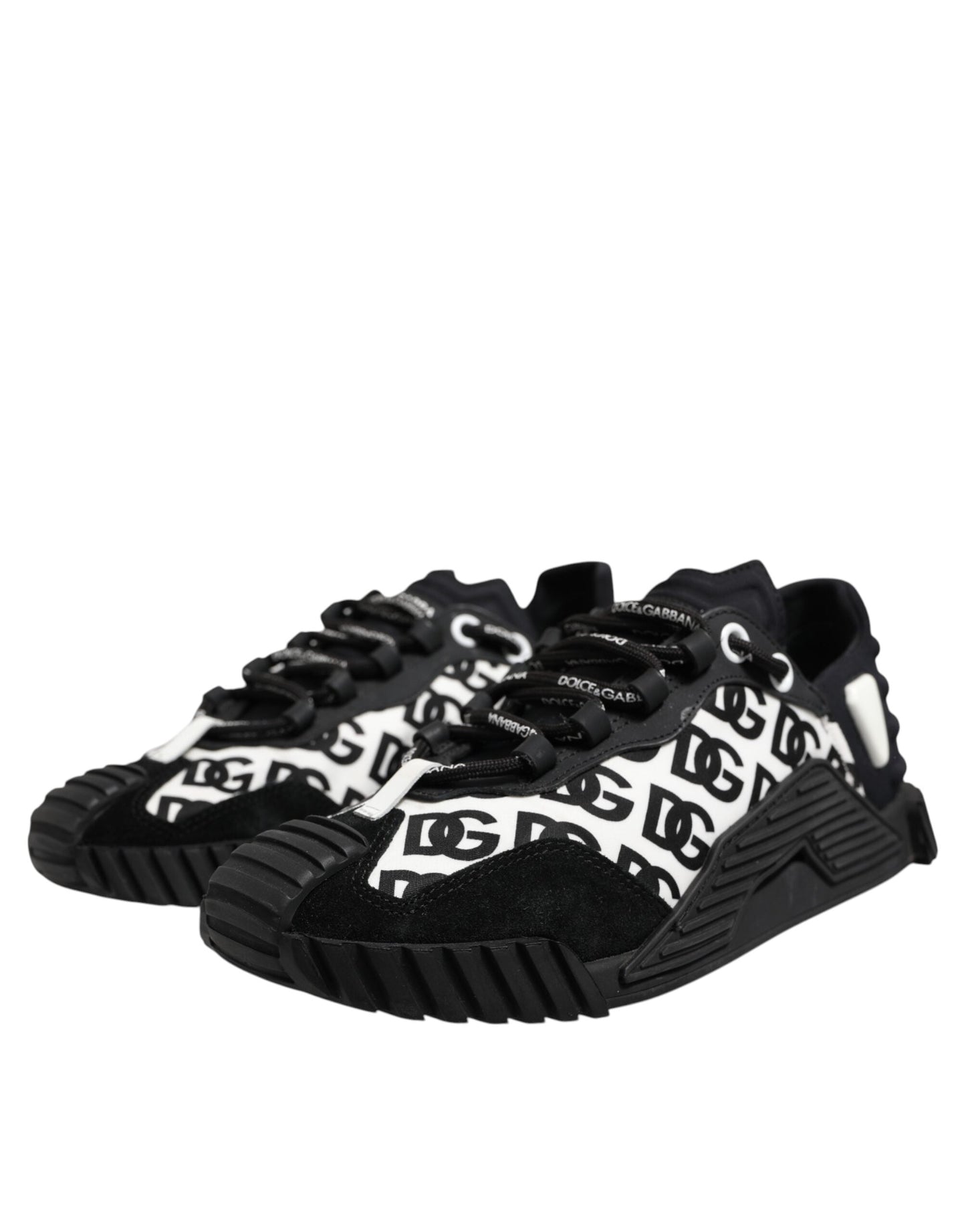 Dolce & Gabbana Black Logo Lace Up Low Top NS1 Sneakers Shoes