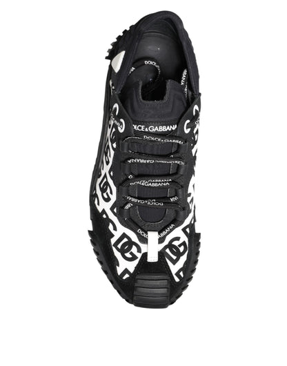 Dolce & Gabbana Black Logo Lace Up Low Top NS1 Sneakers Shoes