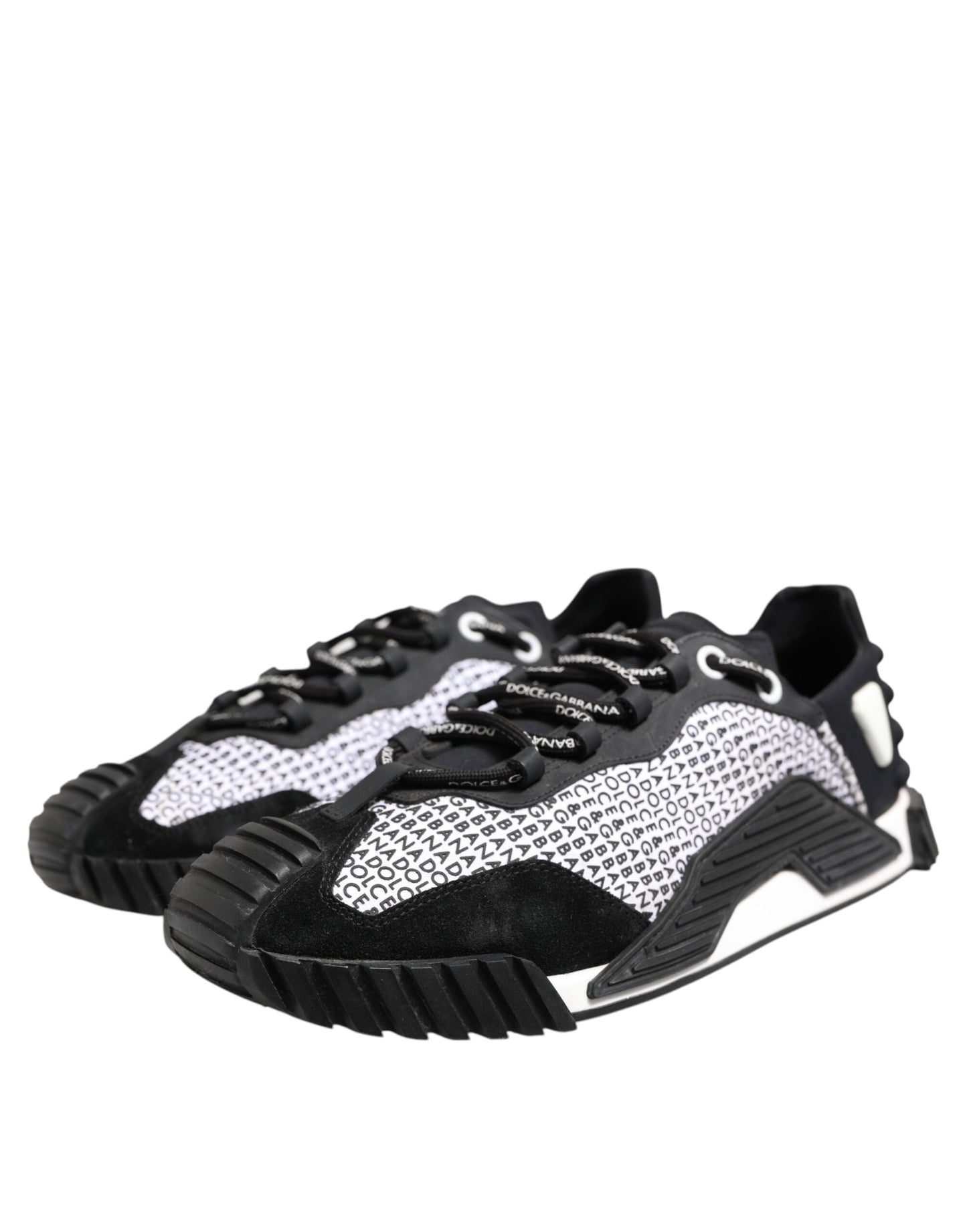 Dolce & Gabbana Black Logo Lace Up Low Top NS1 Sneakers Shoes