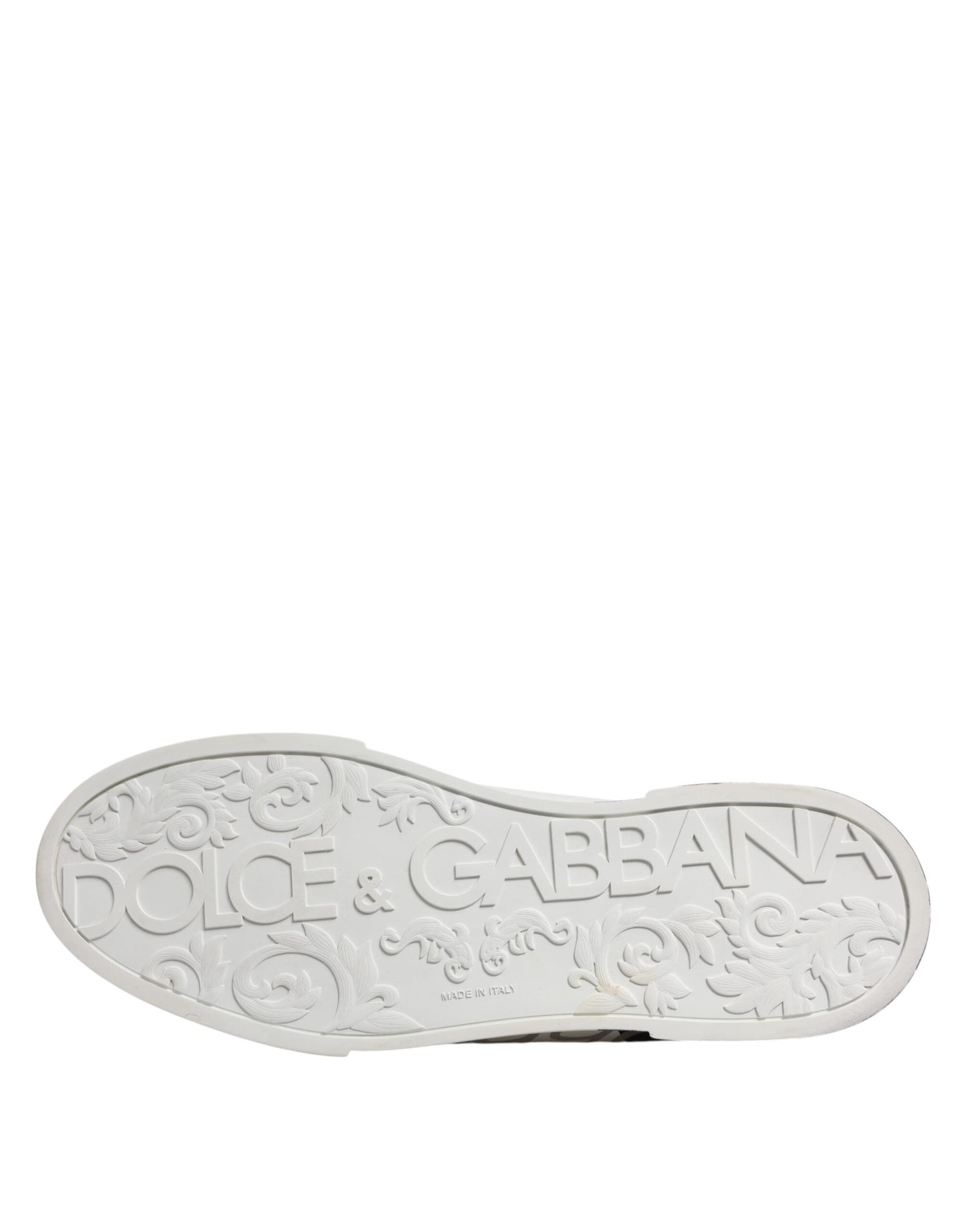 Dolce & Gabbana White Black Logo Low Top Leather Sneakers Shoes