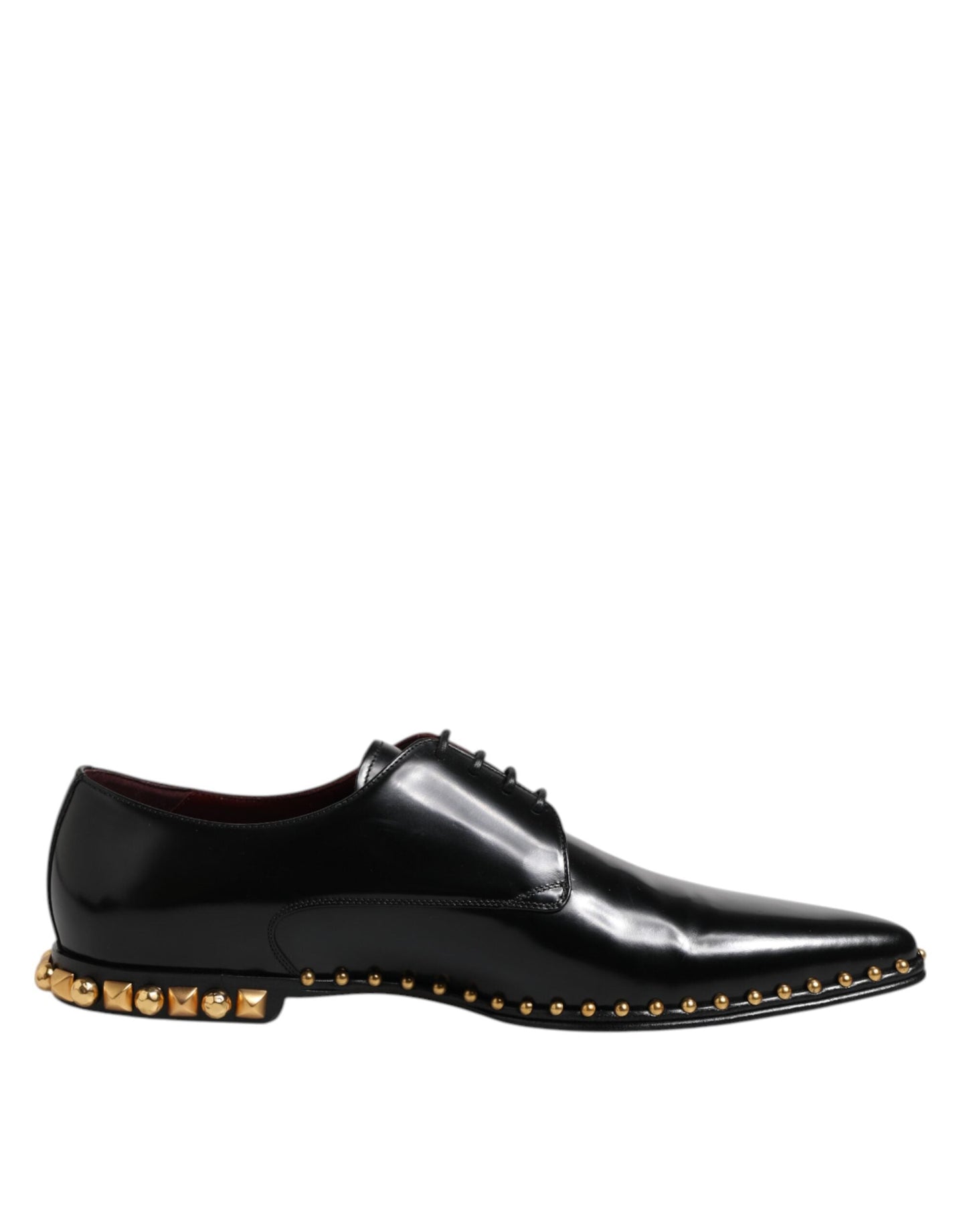 Dolce & Gabbana Black Leather Studded Derby Men Dress Shoes