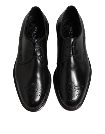 Dolce & Gabbana Black Leather Derby Wingtip Formal Shoes