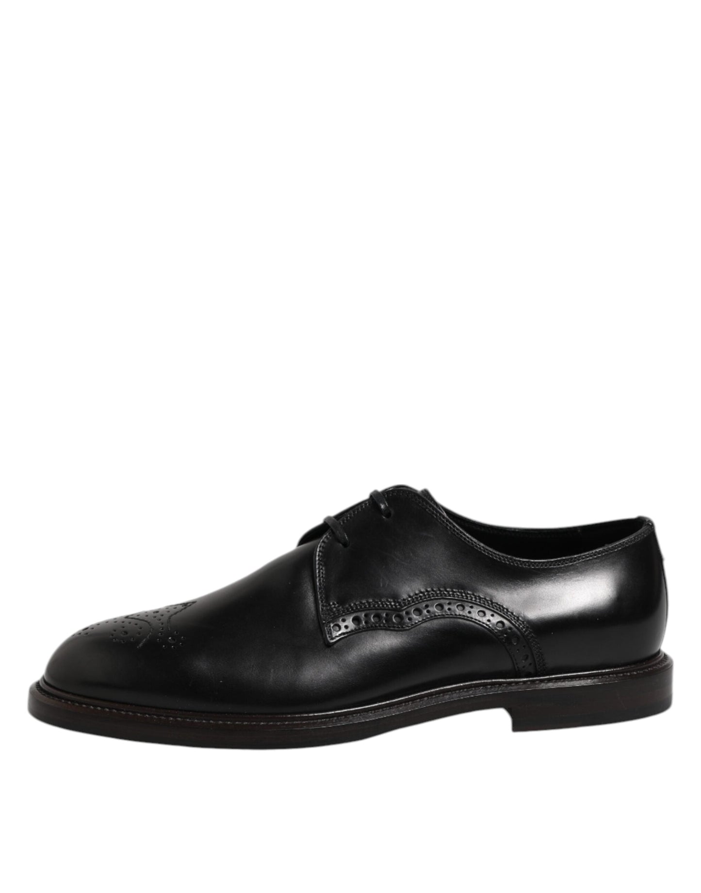 Dolce & Gabbana Black Leather Derby Wingtip Formal Shoes