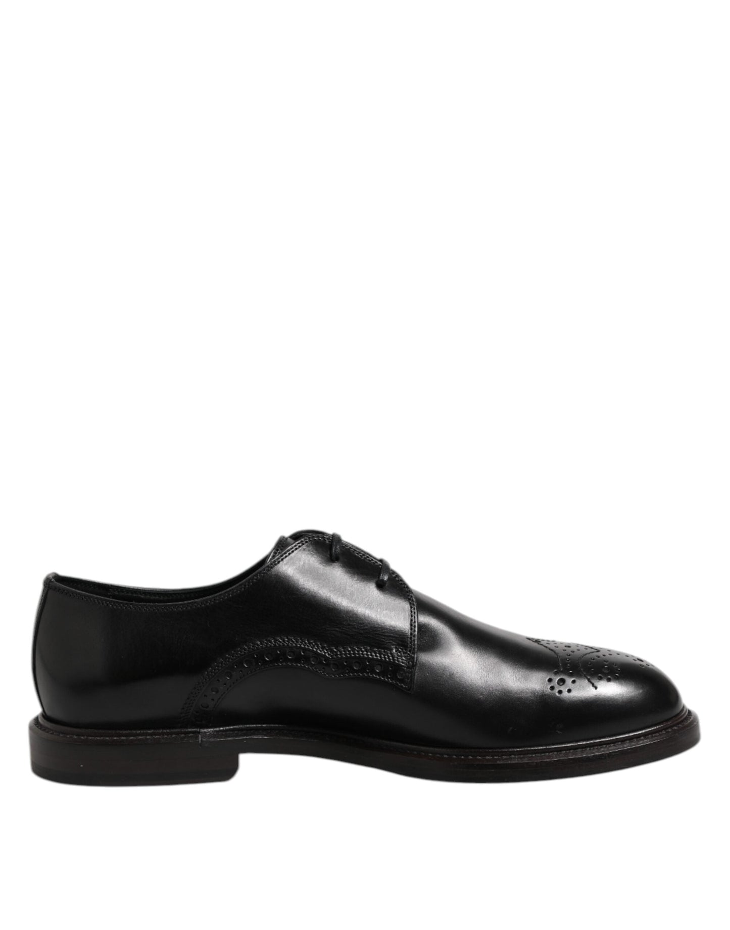 Dolce & Gabbana Black Leather Derby Wingtip Formal Shoes