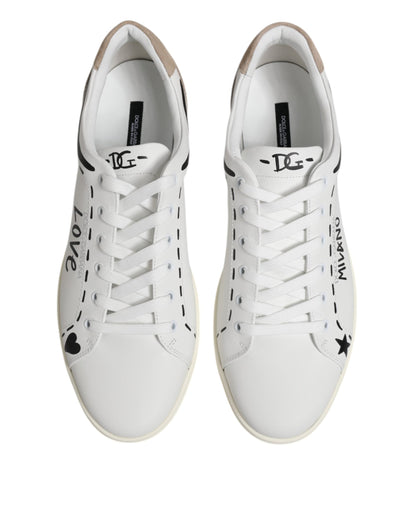 Dolce & Gabbana White Leather MILANO Low Top Sneakers Shoes