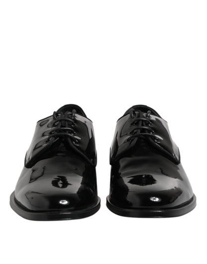 Dolce & Gabbana Black Patent Leather Derby Formal Dress Shoes