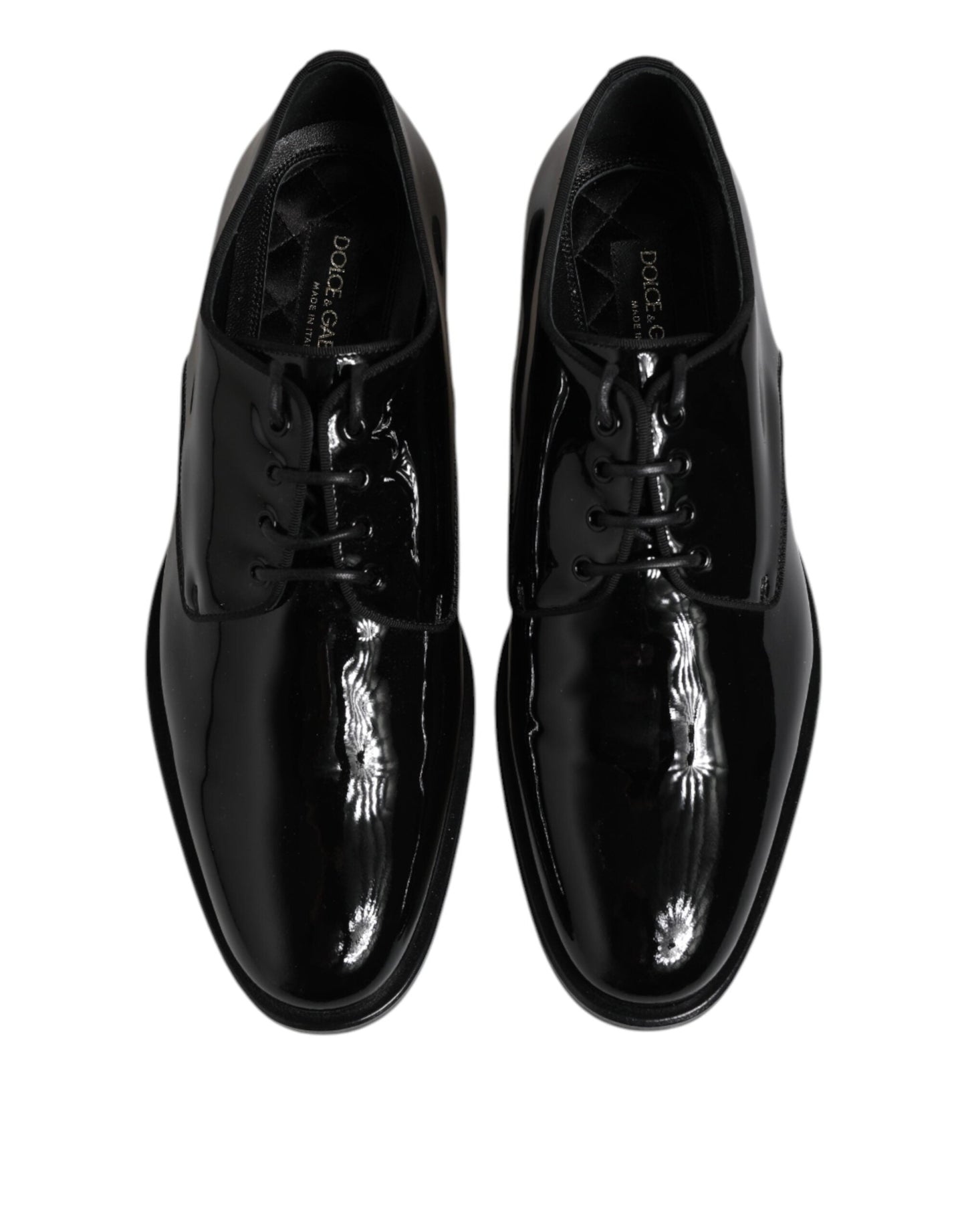 Dolce & Gabbana Black Patent Leather Derby Formal Dress Shoes