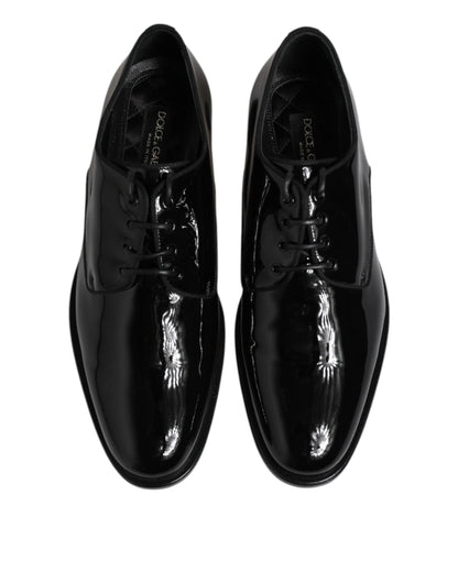 Dolce & Gabbana Black Patent Leather Derby Formal Dress Shoes