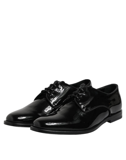 Dolce & Gabbana Black Patent Leather Derby Formal Dress Shoes