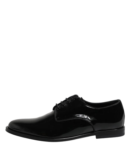 Dolce & Gabbana Black Patent Leather Derby Formal Dress Shoes