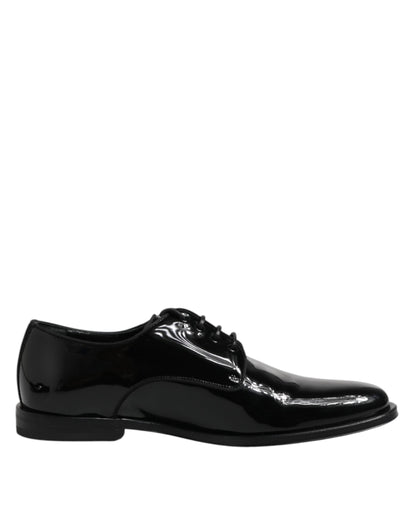 Dolce & Gabbana Black Patent Leather Derby Formal Dress Shoes