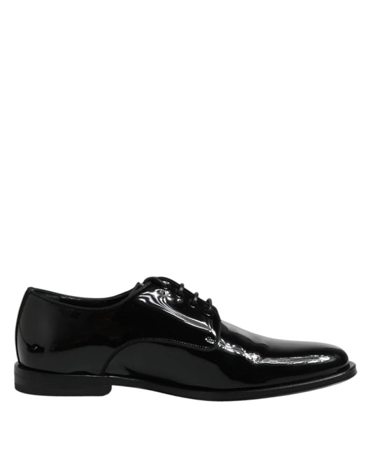 Dolce & Gabbana Black Patent Leather Derby Formal Dress Shoes