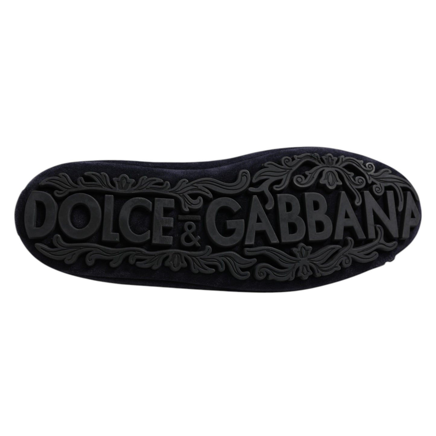 Dolce & Gabbana Blue Suede Crown Crystal Loafers Dress Shoes