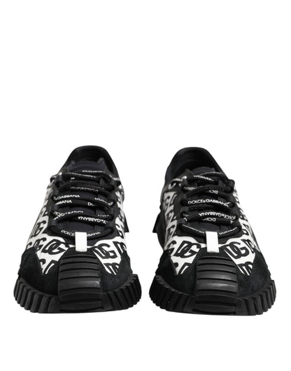 Dolce & Gabbana Black Logo Lace Up Low Top NS1 Sneakers Shoes