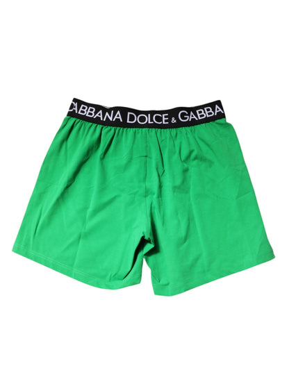 Dolce & Gabbana Green Cotton Regular Boxer Shorts Underwear