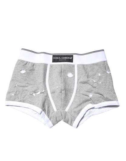 Dolce & Gabbana Gray Cotton Stretch Regular Boxer Underwear