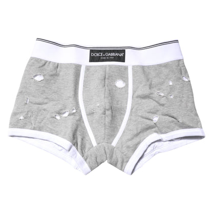 Dolce & Gabbana Gray Cotton Stretch Regular Boxer Underwear