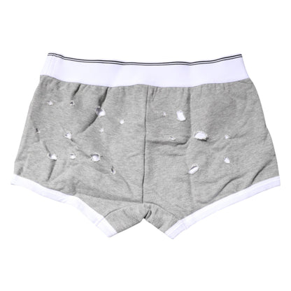 Dolce & Gabbana Gray Cotton Stretch Regular Boxer Underwear