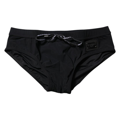 Dolce & Gabbana Black Logo Plaque Men Beachwear Brief Swimwear