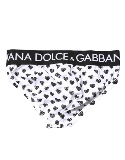 Dolce & Gabbana White Heart Printed Regular Brief Underwear