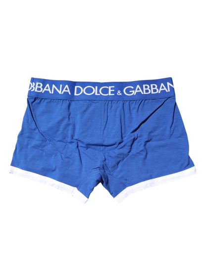 Dolce & Gabbana Blue Logo Waist Regular Boxer Brief Underwear