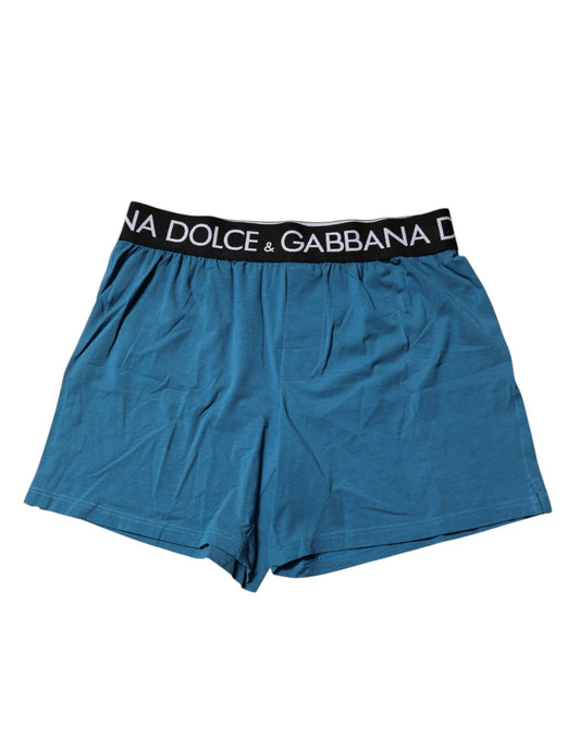 Dolce & Gabbana Blue Logo Waist Regular Boxer Shorts Underwear