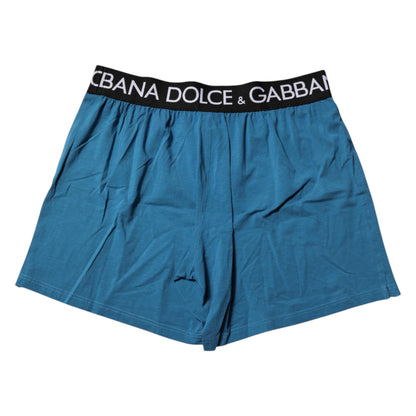 Dolce & Gabbana Blue Logo Waist Regular Boxer Shorts Underwear