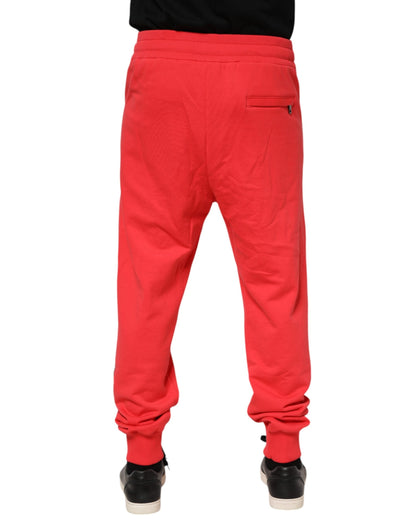 Dolce & Gabbana Red Cotton Men Jogger Sweatpants Pants
