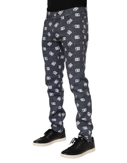 Dolce & Gabbana Dark Gray Logo Cotton Skinny Slim Denim Jeans