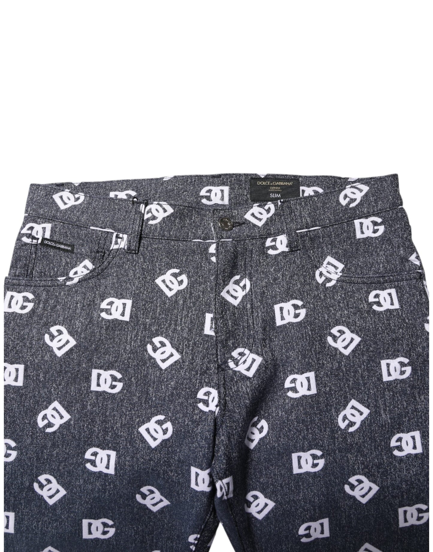Dolce & Gabbana Dark Gray Logo Cotton Skinny Slim Denim Jeans