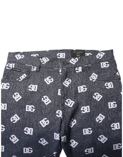 Dolce & Gabbana Dark Gray Logo Cotton Skinny Slim Denim Jeans