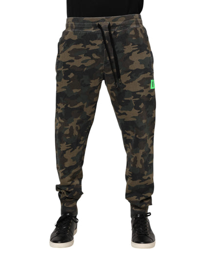 Dolce & Gabbana Brown Camouflage Cotton Men Jogger Pants