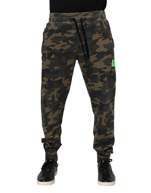Dolce & Gabbana Brown Camouflage Cotton Men Jogger Pants