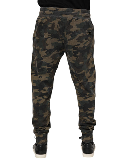 Dolce & Gabbana Brown Camouflage Cotton Men Jogger Pants