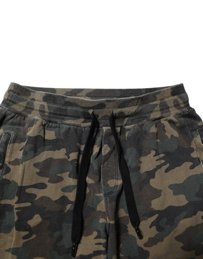 Dolce & Gabbana Brown Camouflage Cotton Men Jogger Pants
