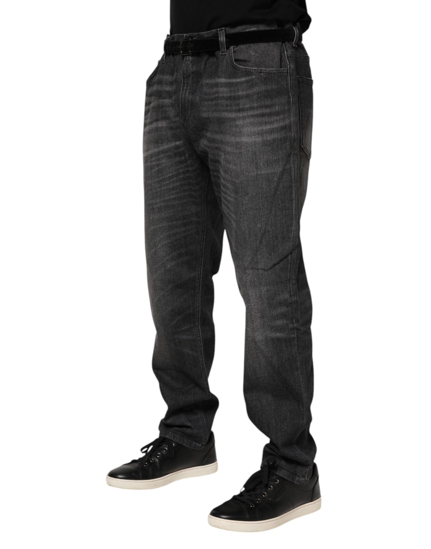Dolce & Gabbana Gray Washed Cotton Loose Denim Jeans
