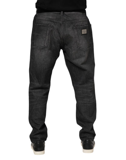 Dolce & Gabbana Gray Washed Cotton Loose Denim Jeans
