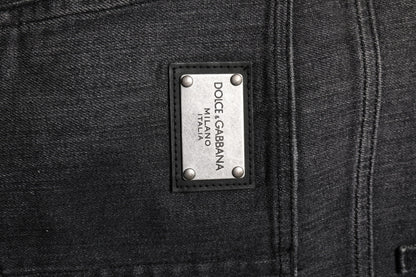 Dolce & Gabbana Gray Washed Cotton Loose Denim Jeans