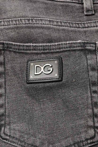 Dolce & Gabbana Gray Cotton Logo Plaque Men Denim Jeans