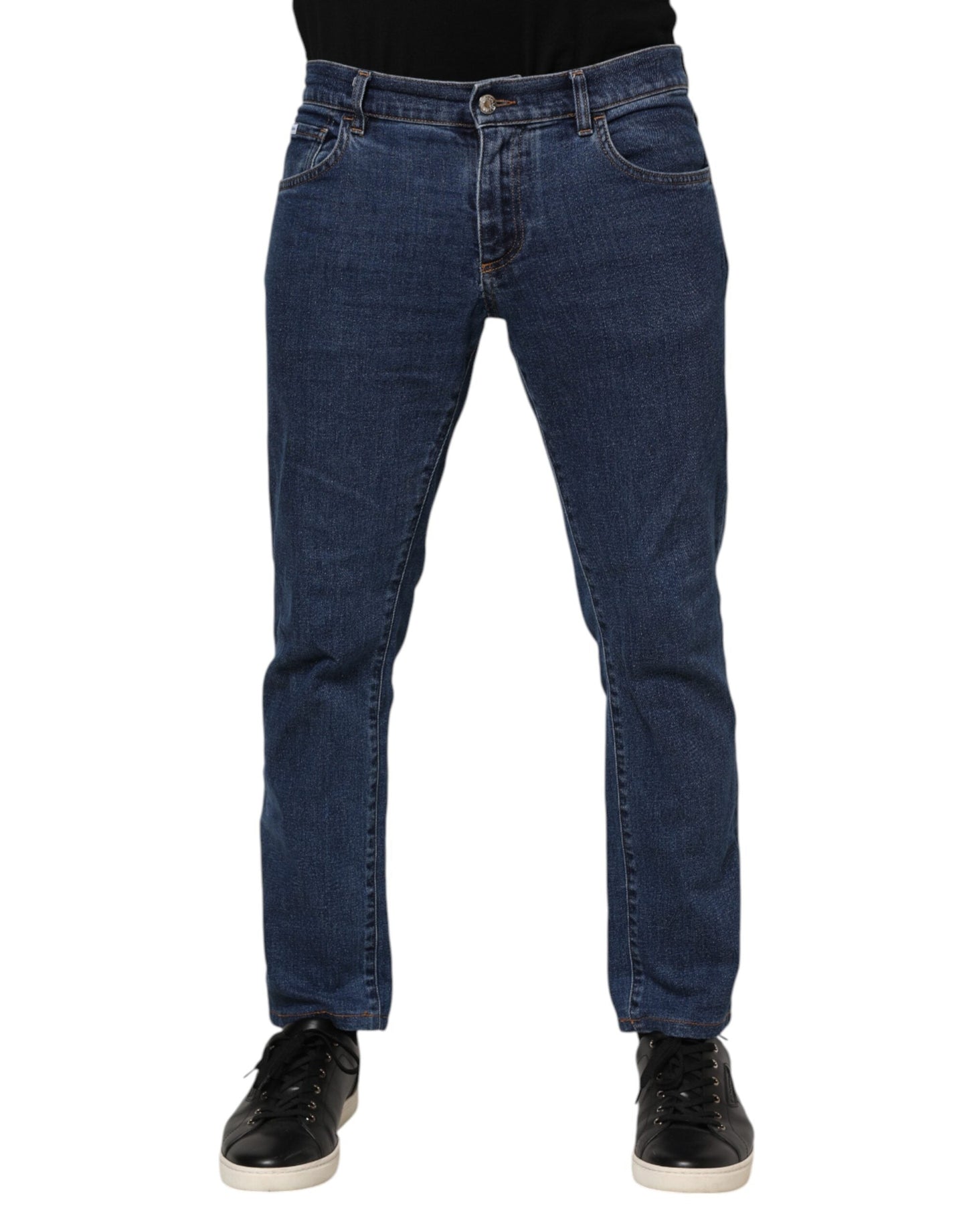 Dolce & Gabbana Blue Cotton Logo Skinny Denim Jeans