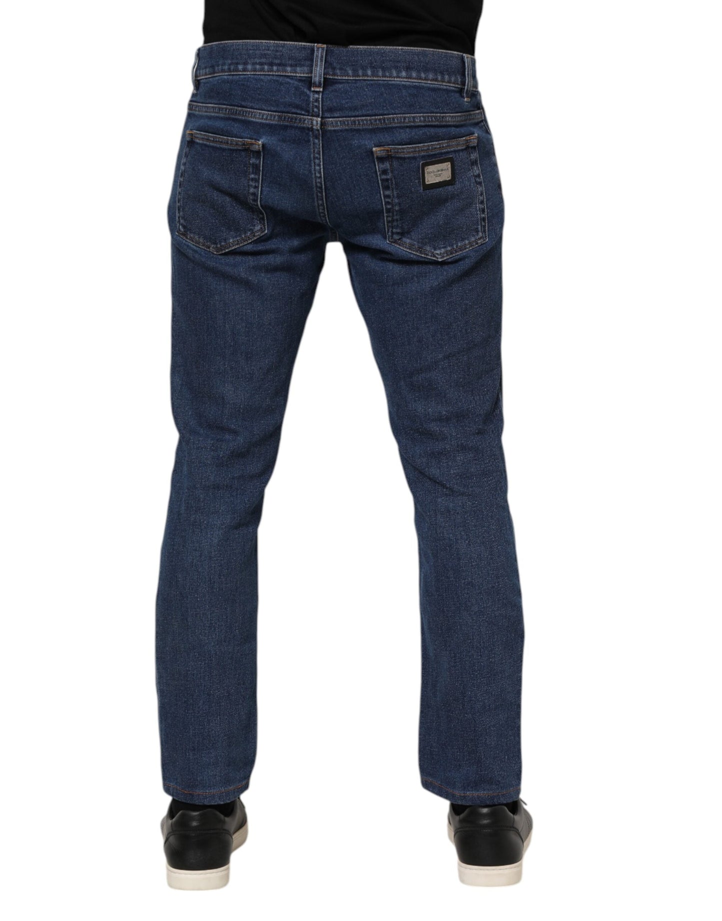 Dolce & Gabbana Blue Cotton Logo Skinny Denim Jeans
