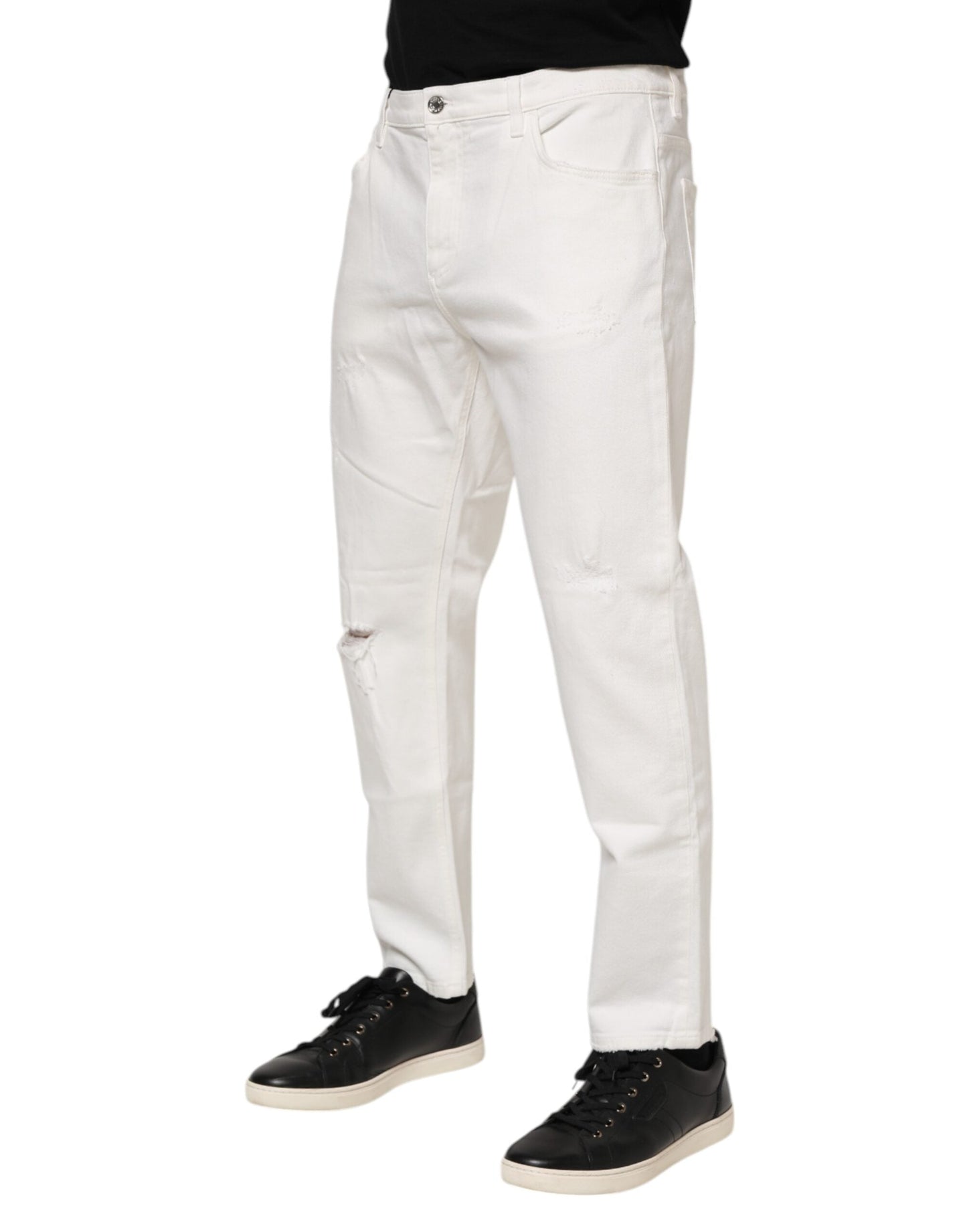 Dolce & Gabbana White Cotton Loose Men Denim Jeans
