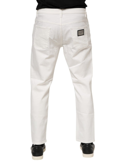Dolce & Gabbana White Cotton Loose Men Denim Jeans