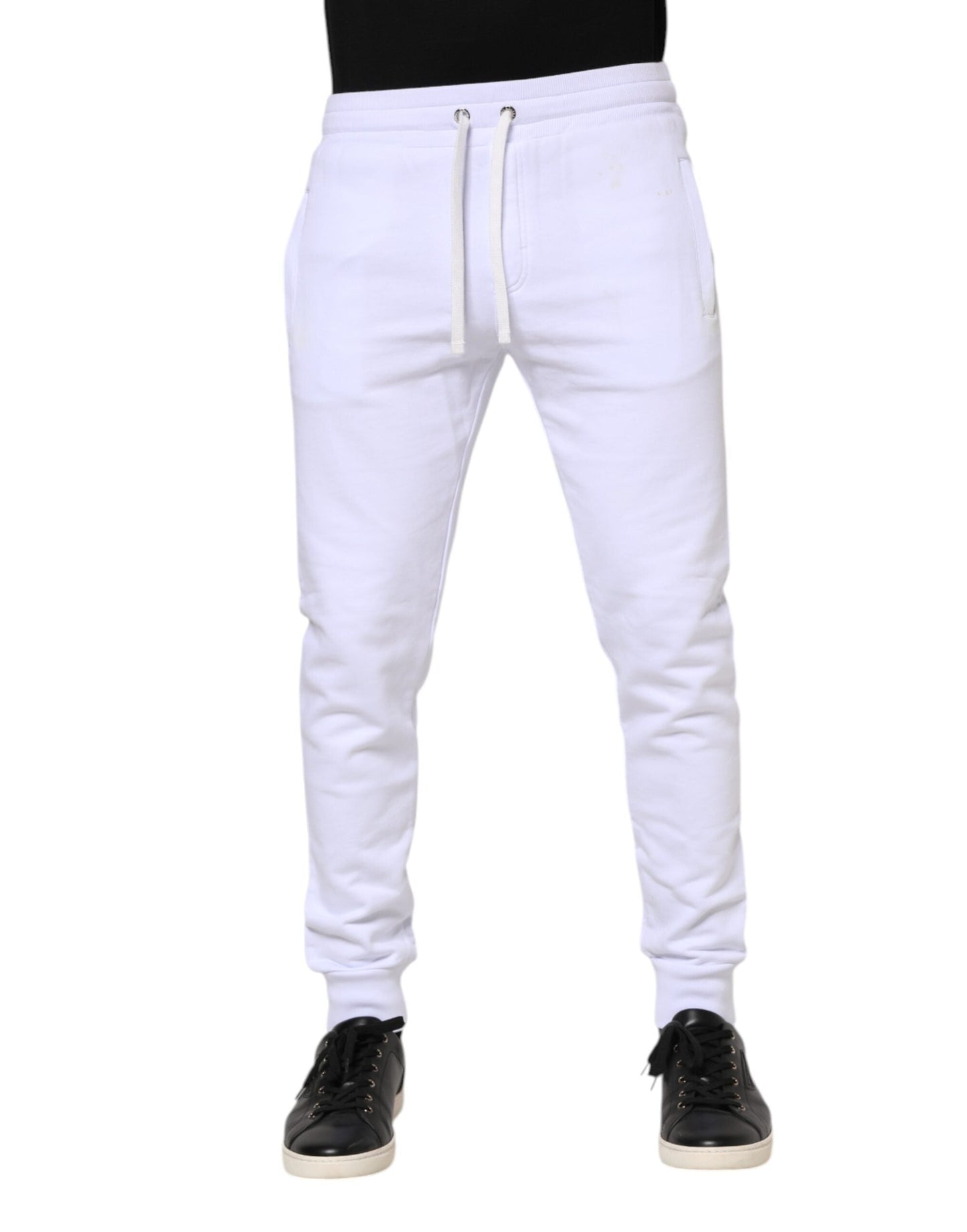 Dolce & Gabbana White Cotton Drawstring Jogger Pants