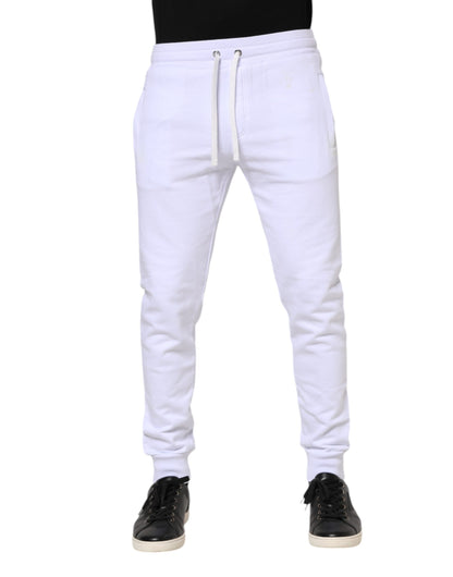 Dolce & Gabbana White Cotton Drawstring Jogger Pants