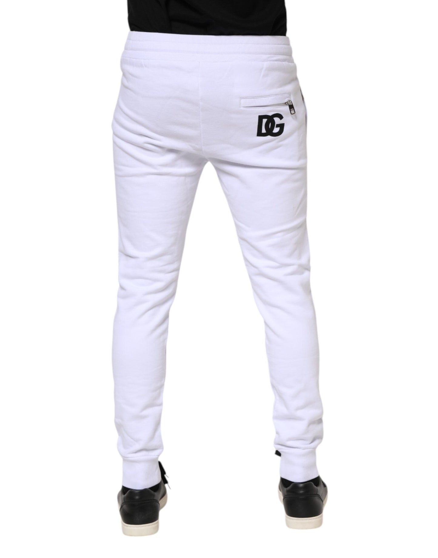 Dolce & Gabbana White Cotton Drawstring Jogger Pants
