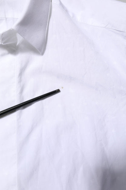 Dolce & Gabbana White Cotton GOLD Dress Formal Shirt