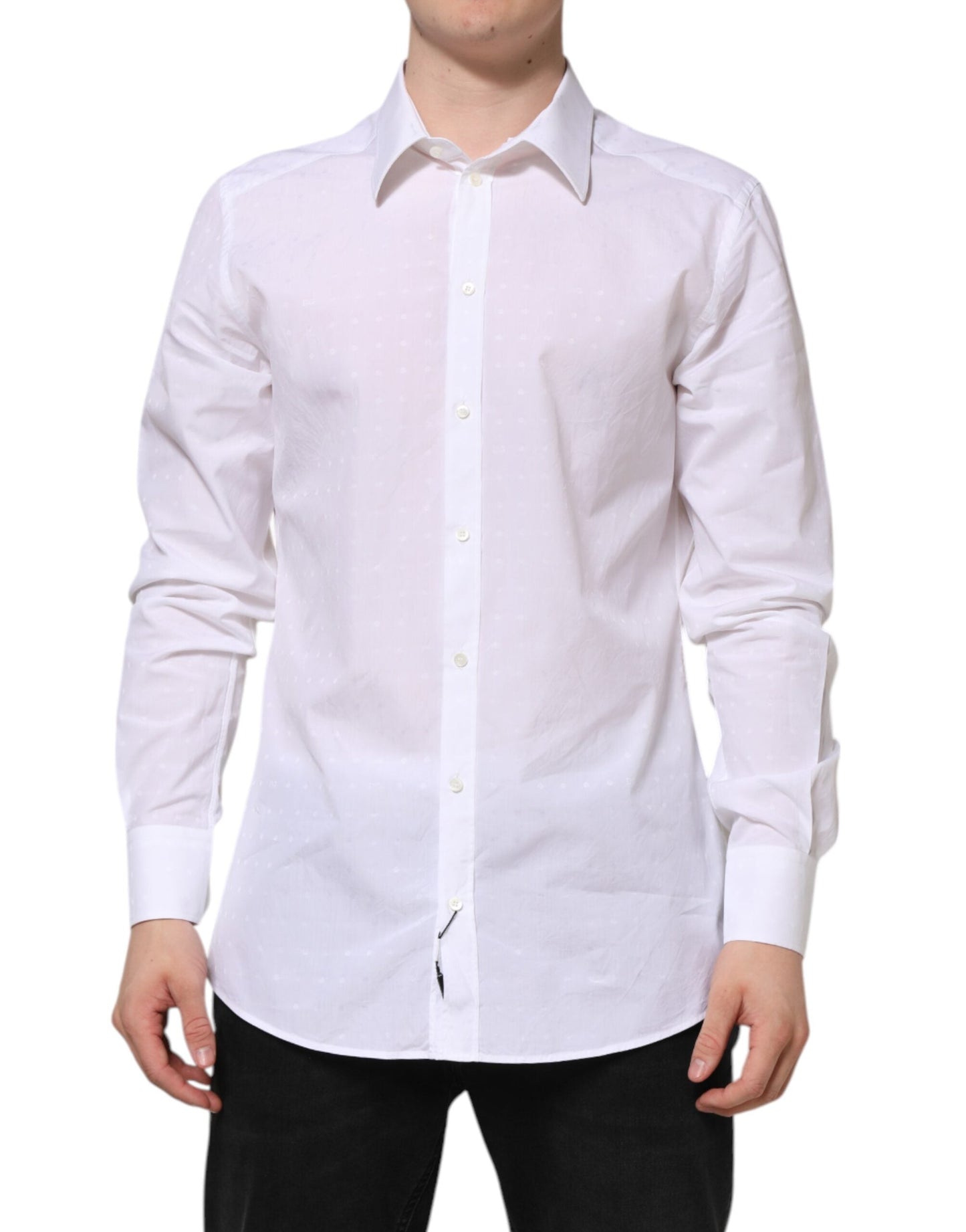 Dolce & Gabbana White Cotton GOLD Dress Formal Shirt