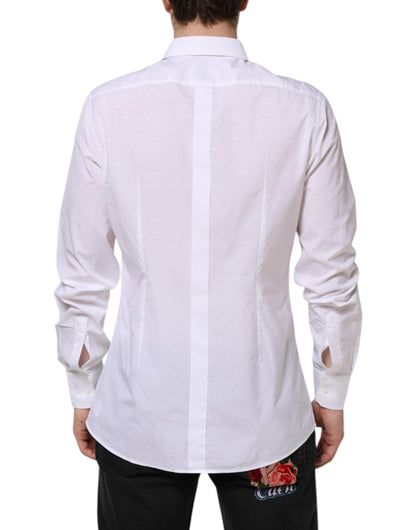 Dolce & Gabbana White Cotton GOLD Dress Formal Shirt